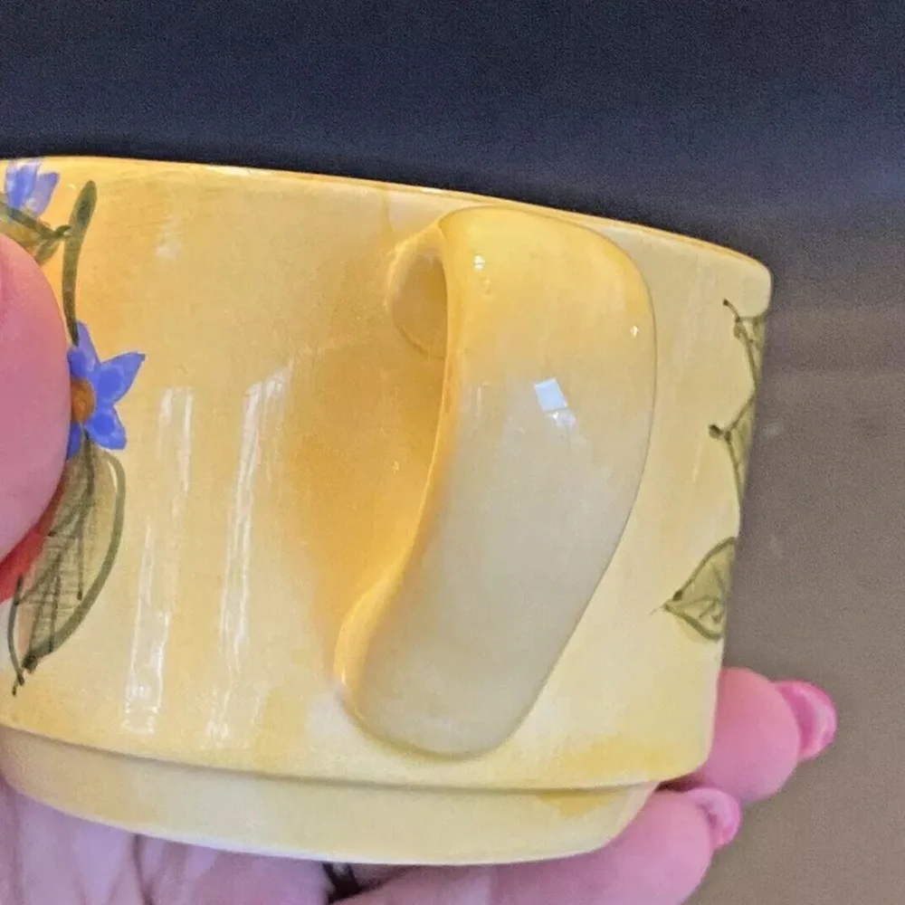 Vintage Lillian Vernon‎ Ceramic Fruit Snack Plate and Mug Set Yellow